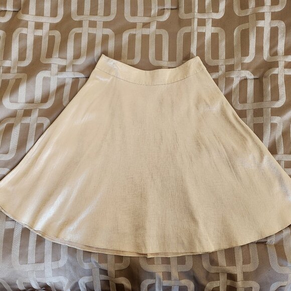 BANANA REPUBLIC WOMENS SKIRT SZ 2 GOLD TONE SILK  HALF CIRCLE - Picture 5 of 10